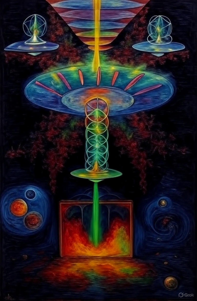 A UFO portal surrounded by a bright light